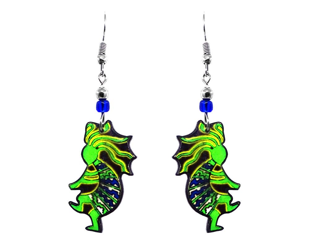 Acrylic Kokopelli Southwestern Native Deity Dangle Earrings