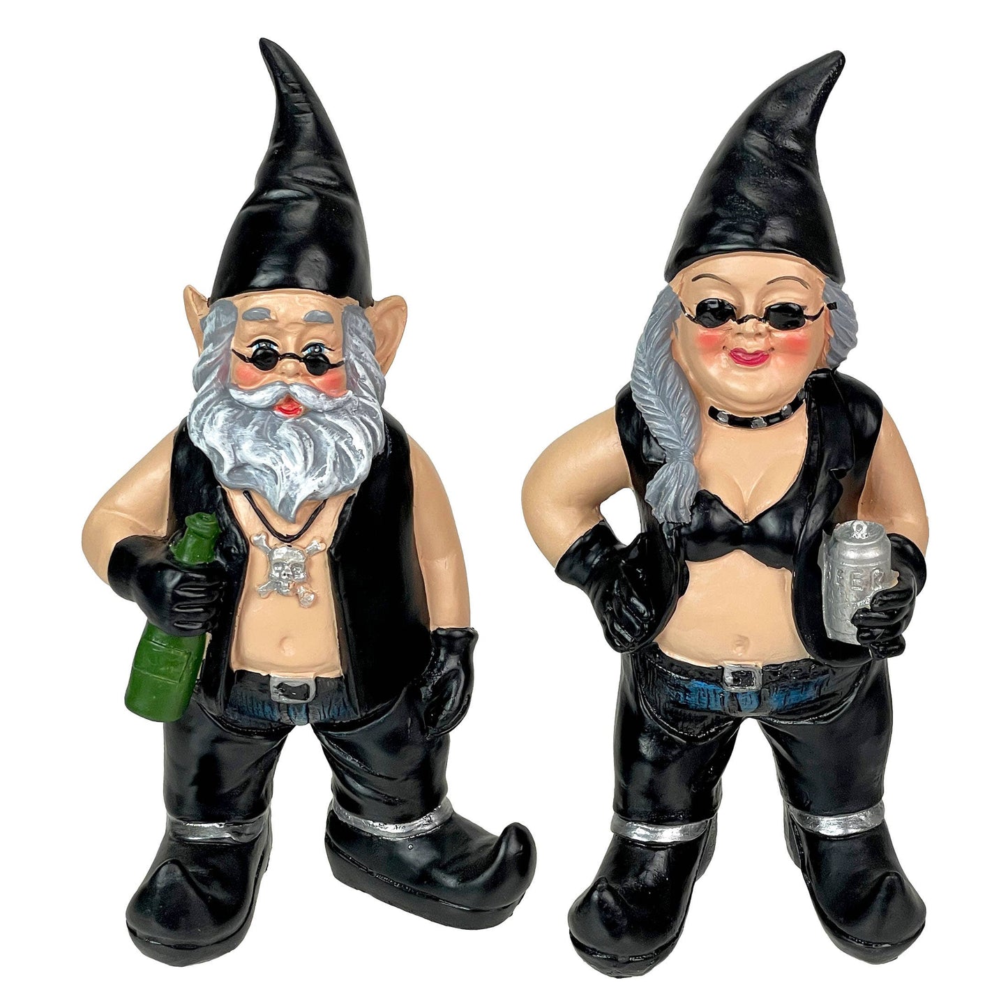 Gnoschitt & Gnofun Biker Gnome Garden Statues 7.5 Inches
