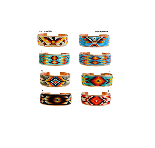 699-1' Pure Copper Native Style Handmade Czech Bead Cuff