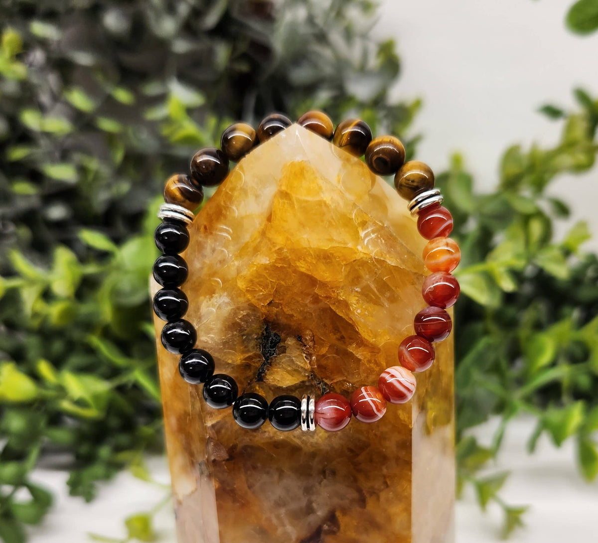 BULLYING SHIELD-Carnelian/Tiger Eye/Tourmaline-Children 6mm: OPTION #1: Bracelets Only