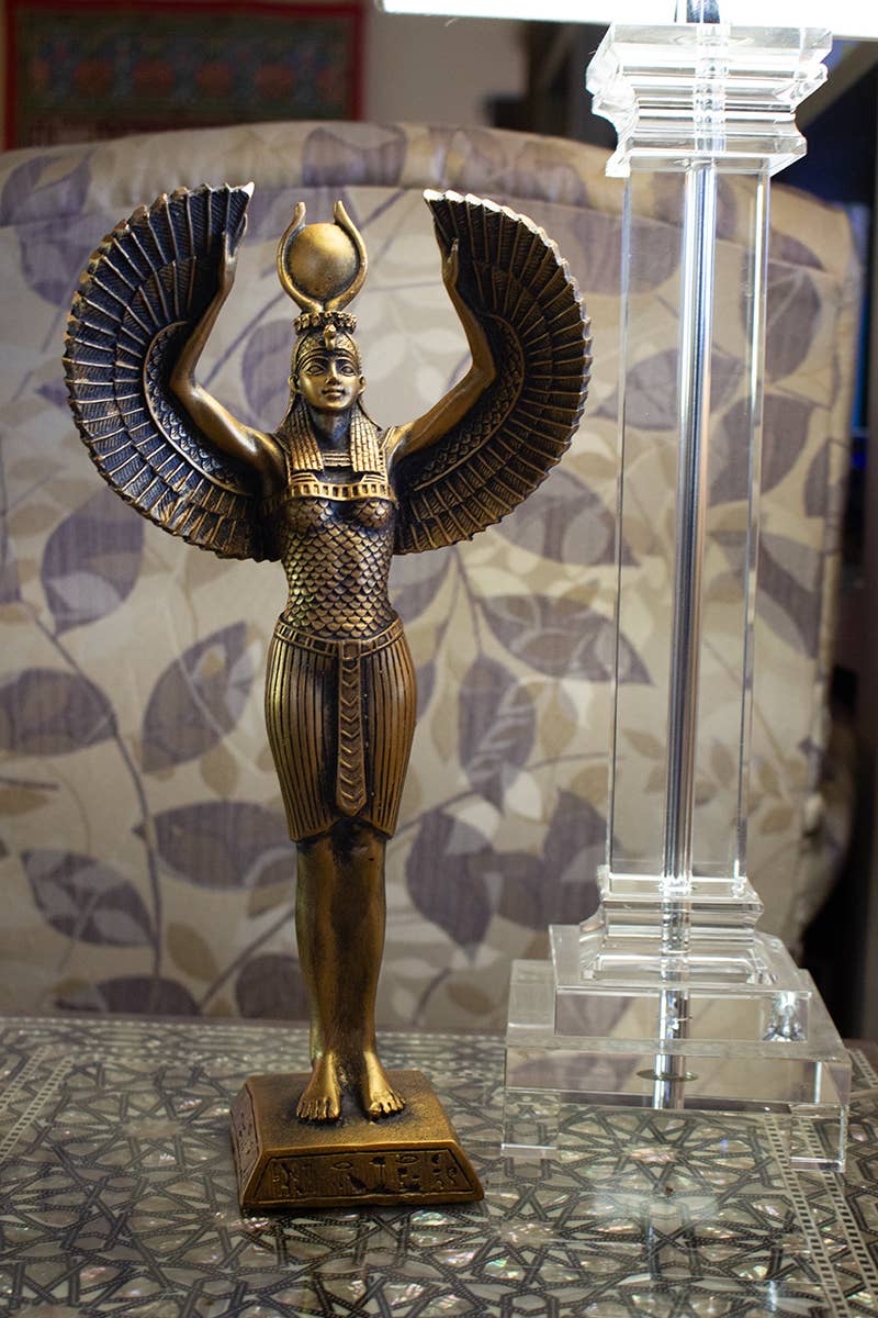 Tall Winged Isis Bronze - 13" - Made in Egypt - Goddess