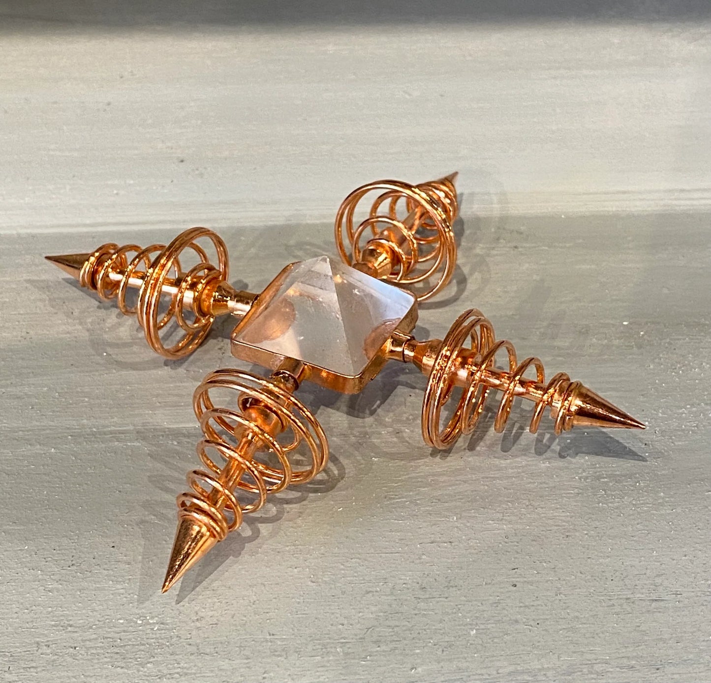 Clear Quartz Crystal Copper Generator Pyramid