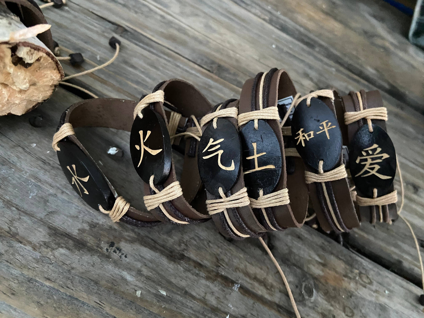 Leather bracelet laser engraved closeout