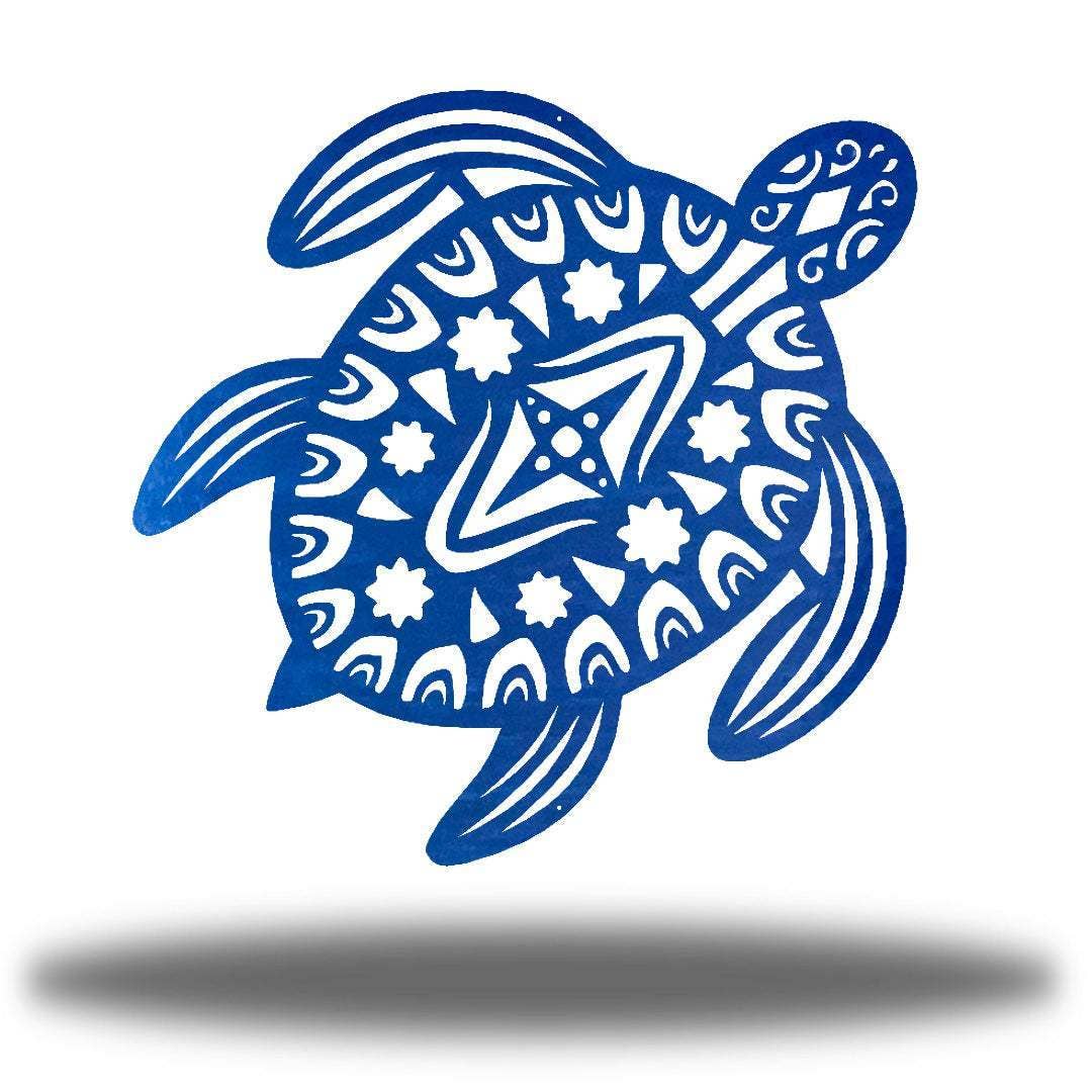 Sea Turtle Metal Wall Art | Indoor & Outdoor Home Décor: Teal / 24"