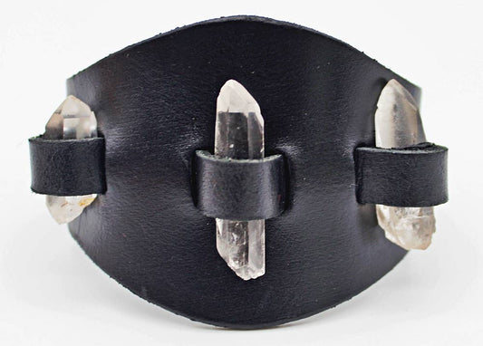 Western Gemstone Crystal Holder Bracelets Single Band with Clear Quartz Stone