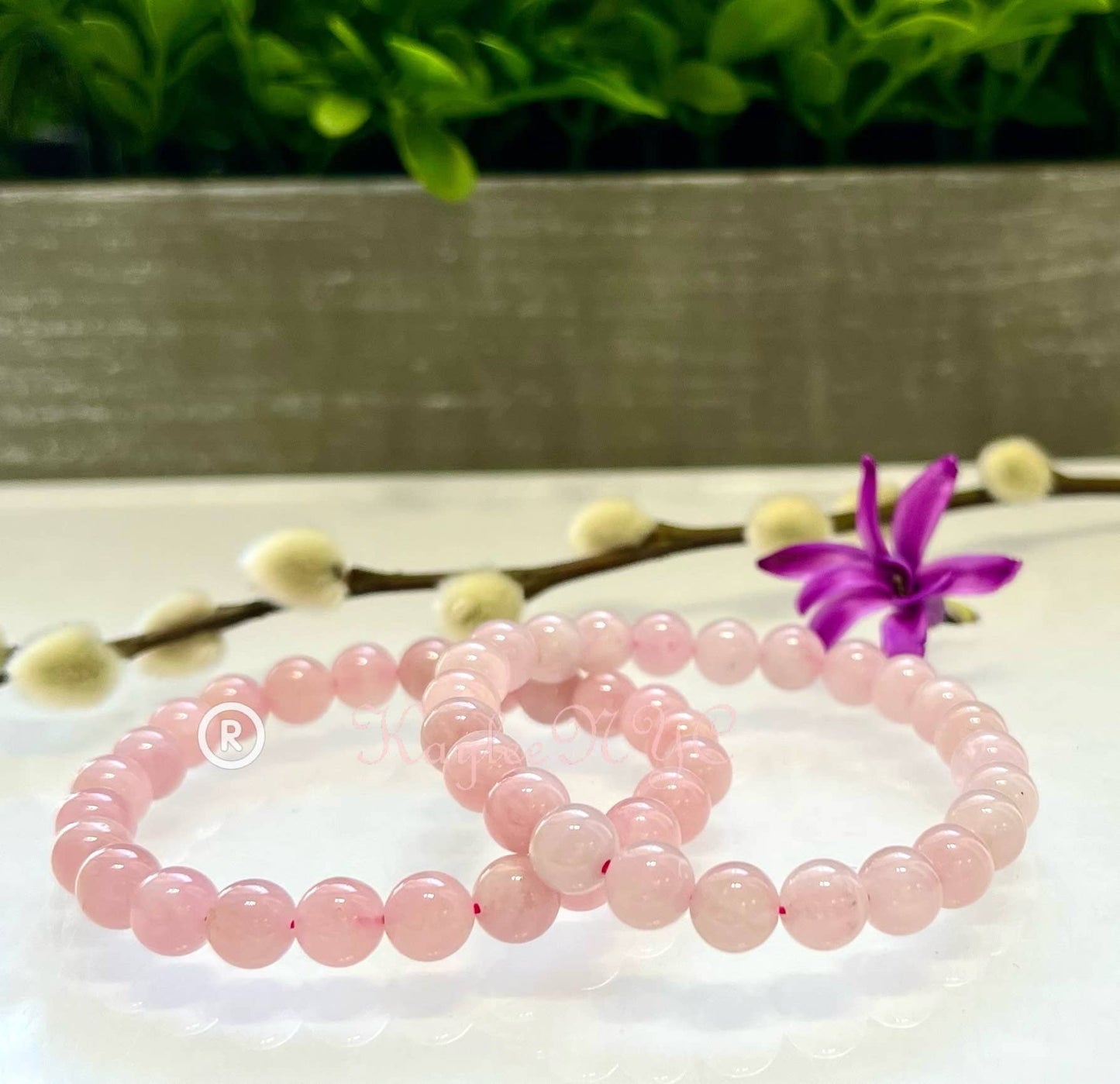 Wholesale 6 Pcs Natural Rose Quartz 8mm 7.5” Crystal Healing Stretch Bracelet