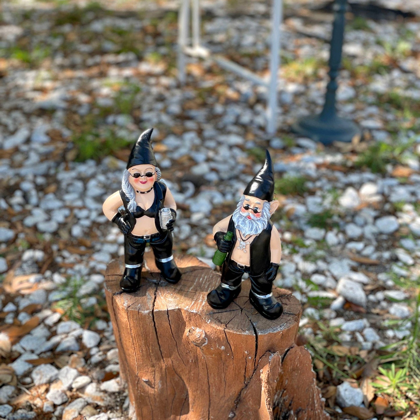 Gnoschitt & Gnofun Biker Gnome Garden Statues 7.5 Inches