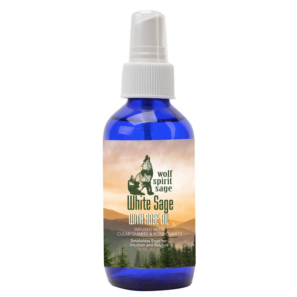 Wolf Spirit Sage Spray-- Sage And Rose Spray, 4 fl oz