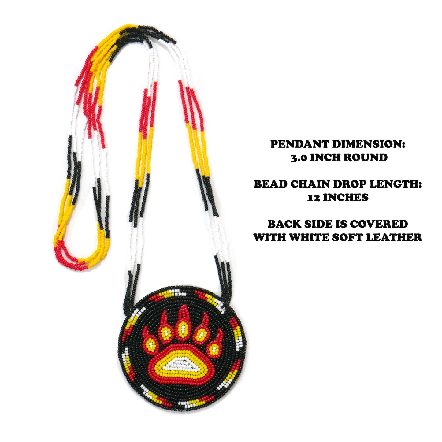 Native American Style Beaded Bear Paw medallions (Black): Black