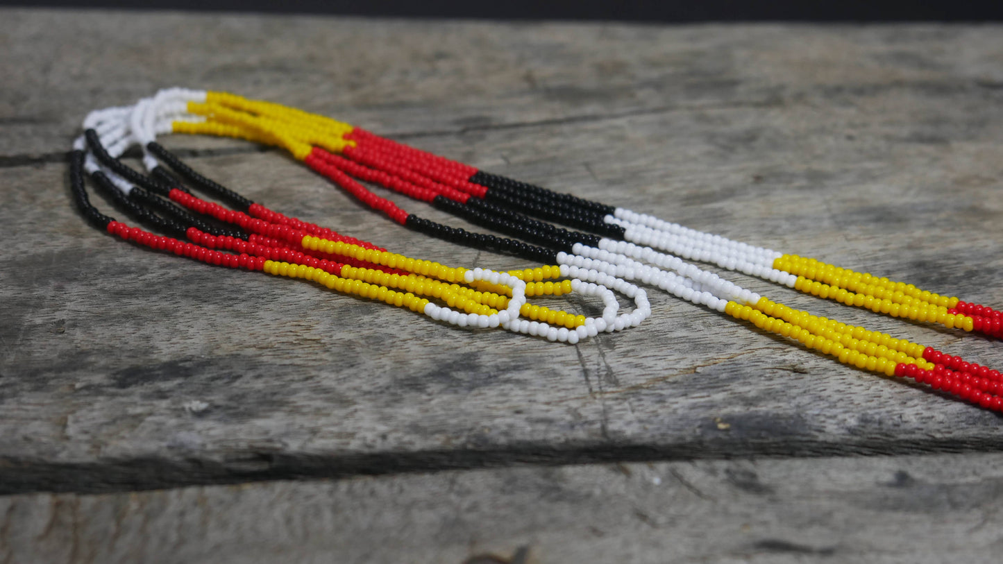 Native American Style Beaded medallions 4 Direction Feather