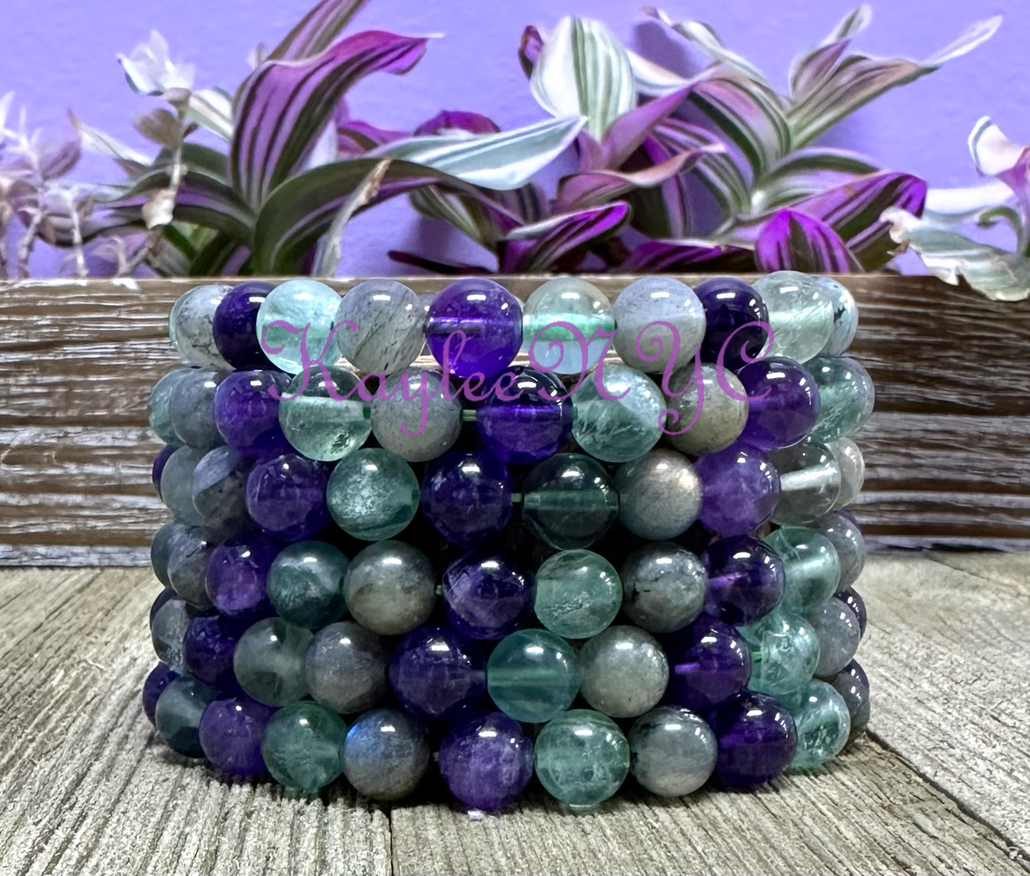 8mm Crown Chakra Crystal Healing Stretch Bracelet 7.5"