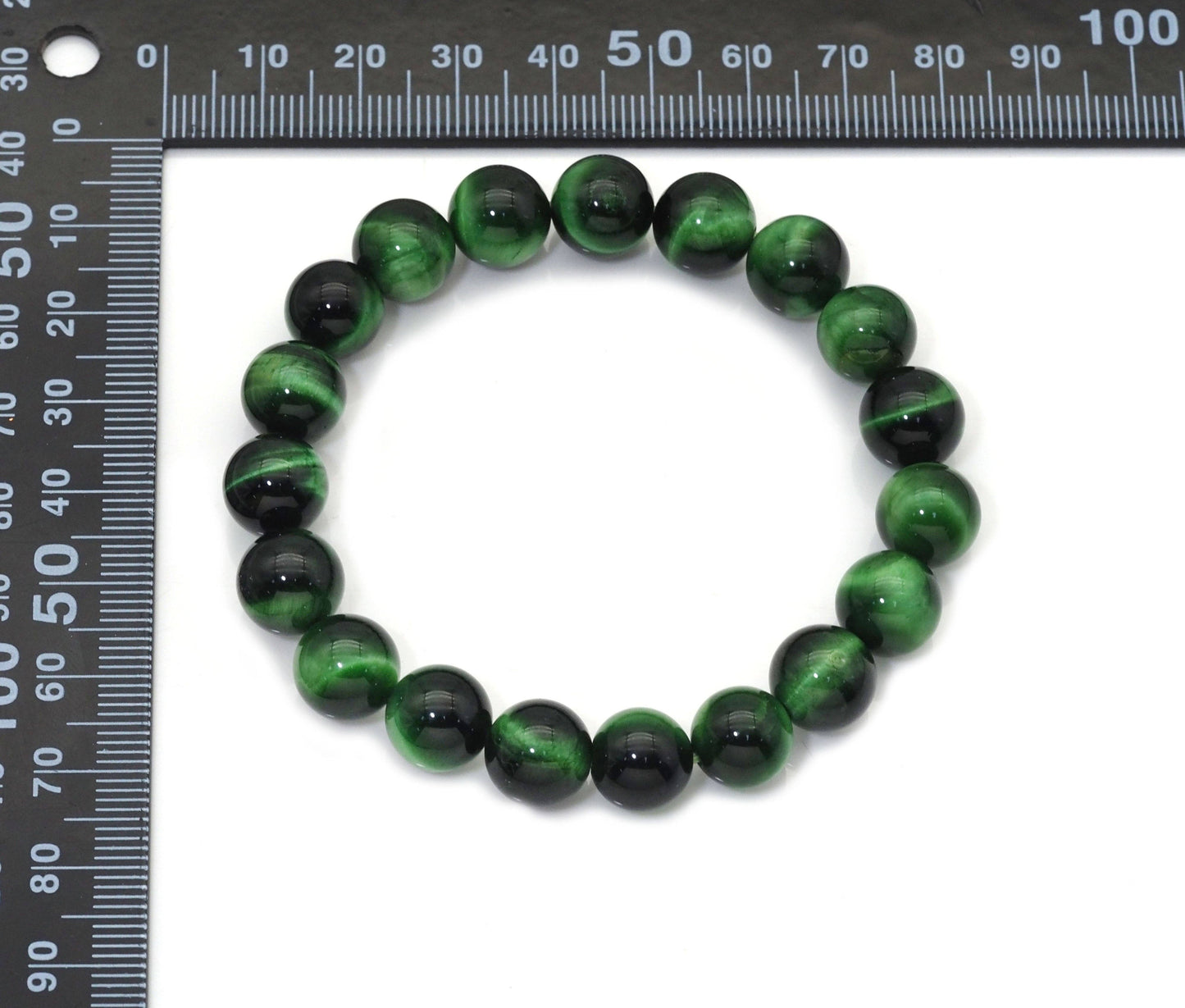 Natural Green Tiger Eye Round Smooth Stretchy Bracelet, 8mm