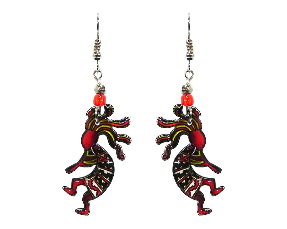 Acrylic Kokopelli Southwestern Native Deity Dangle Earrings