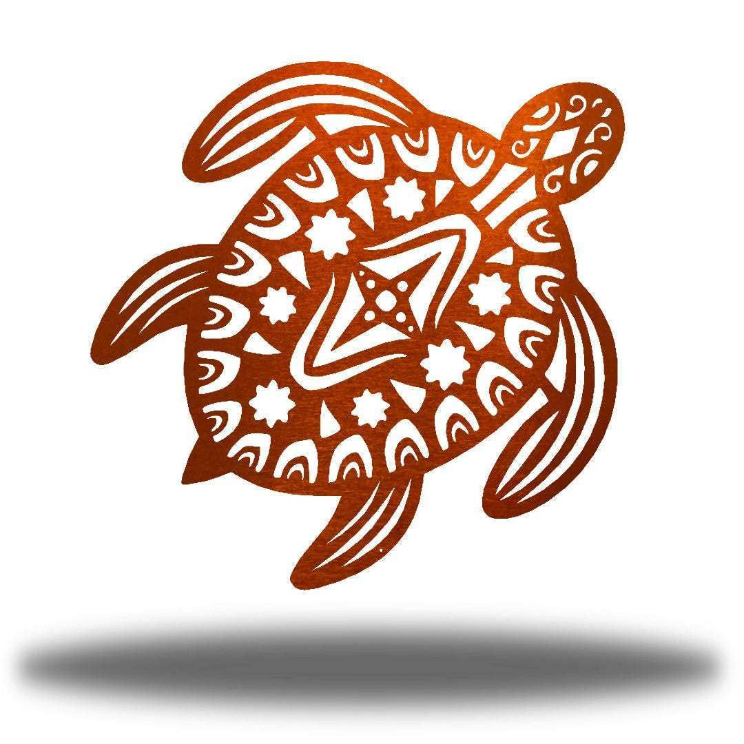 Sea Turtle Metal Wall Art | Indoor & Outdoor Home Décor: Teal / 24"