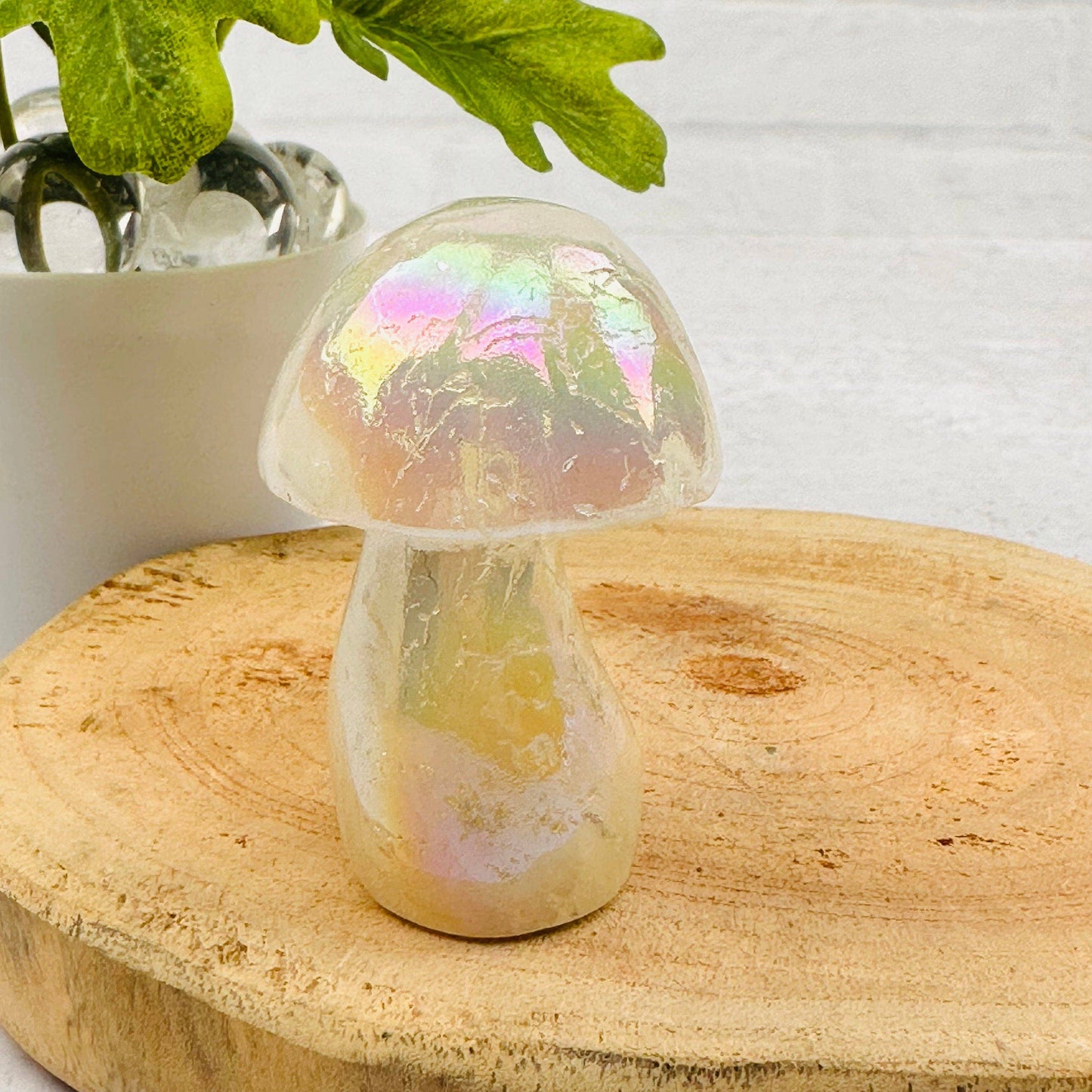 Gemstone Angel Aura Crystal Mushrooms - You Choose Stone: Angel Aura Rose Quartz