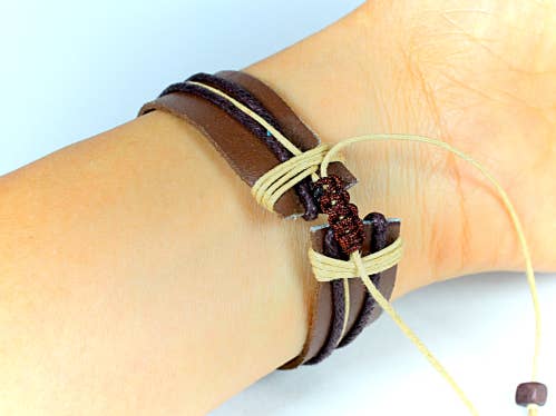 Leather bracelet laser engraved closeout