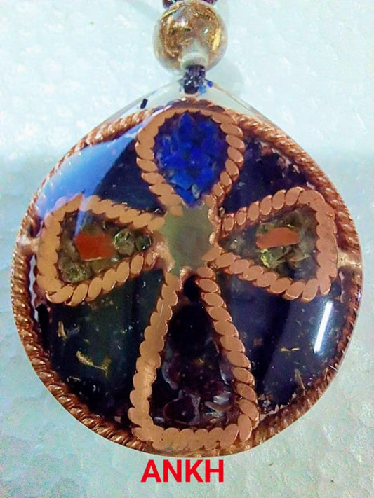 Round Ankh Orgonite Pendant