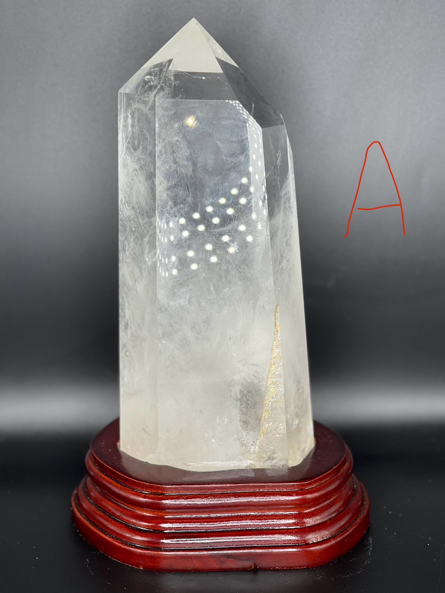 Clear Quartz Point w/ Rainbow Inclusion Large Crystal Piece A