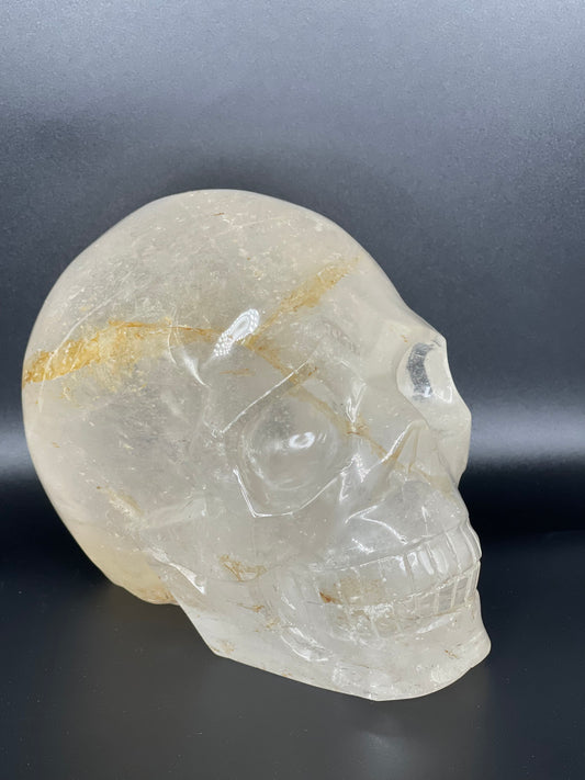 Clear Quartz Skull Head Large Carving B