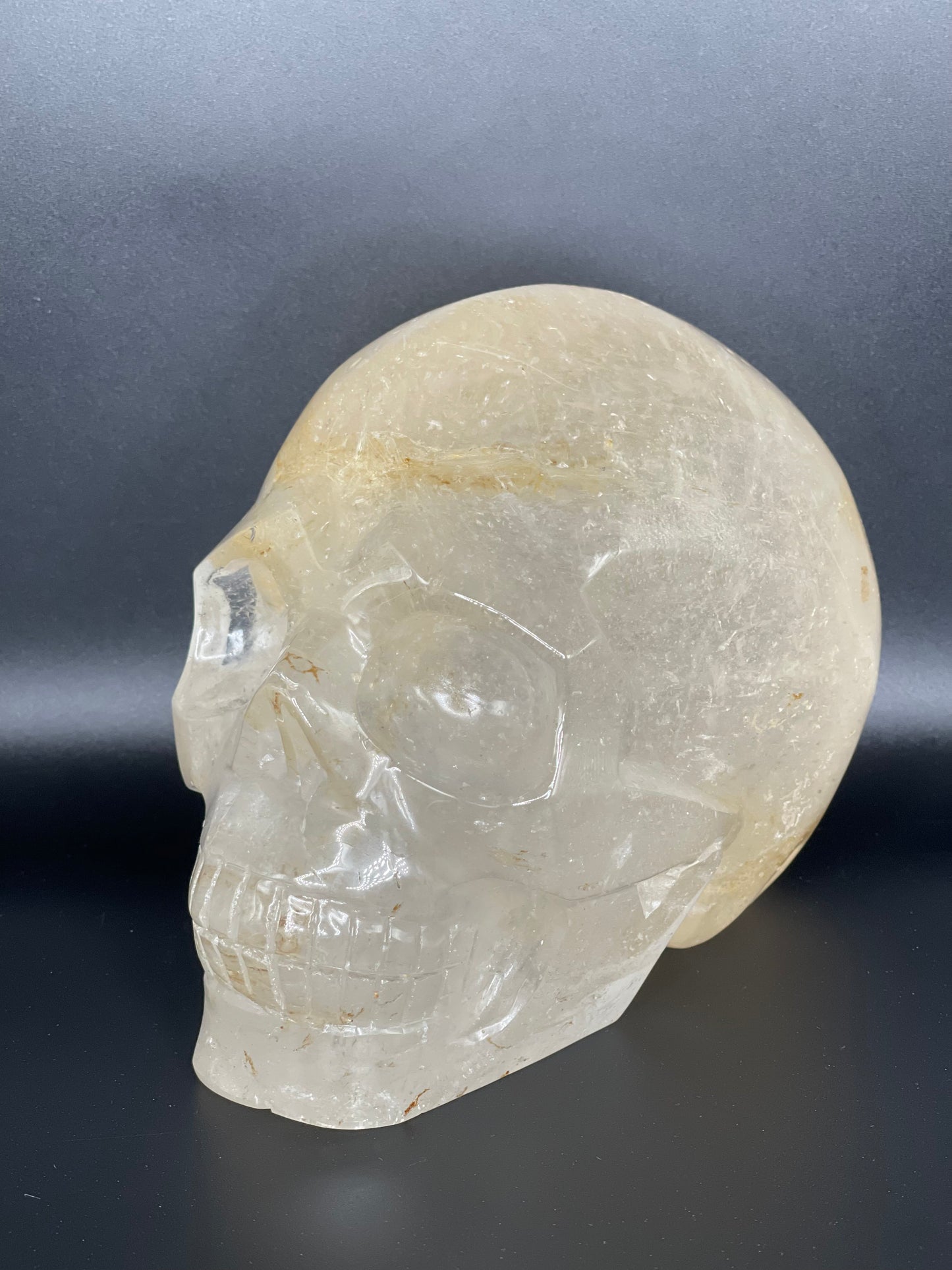 Clear Quartz Skull Head Large Carving B