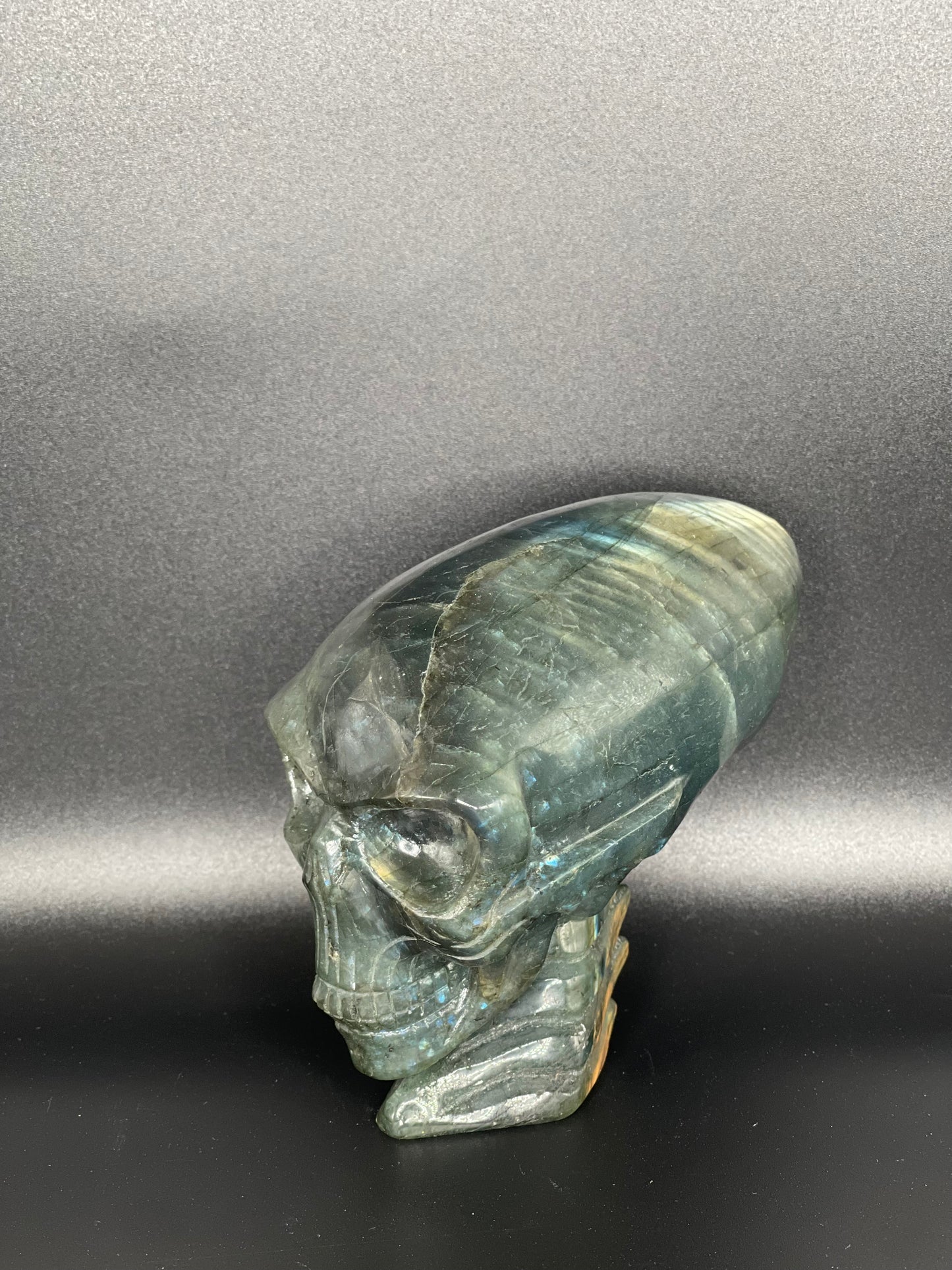 Labradorite Alien Skull Head Carving