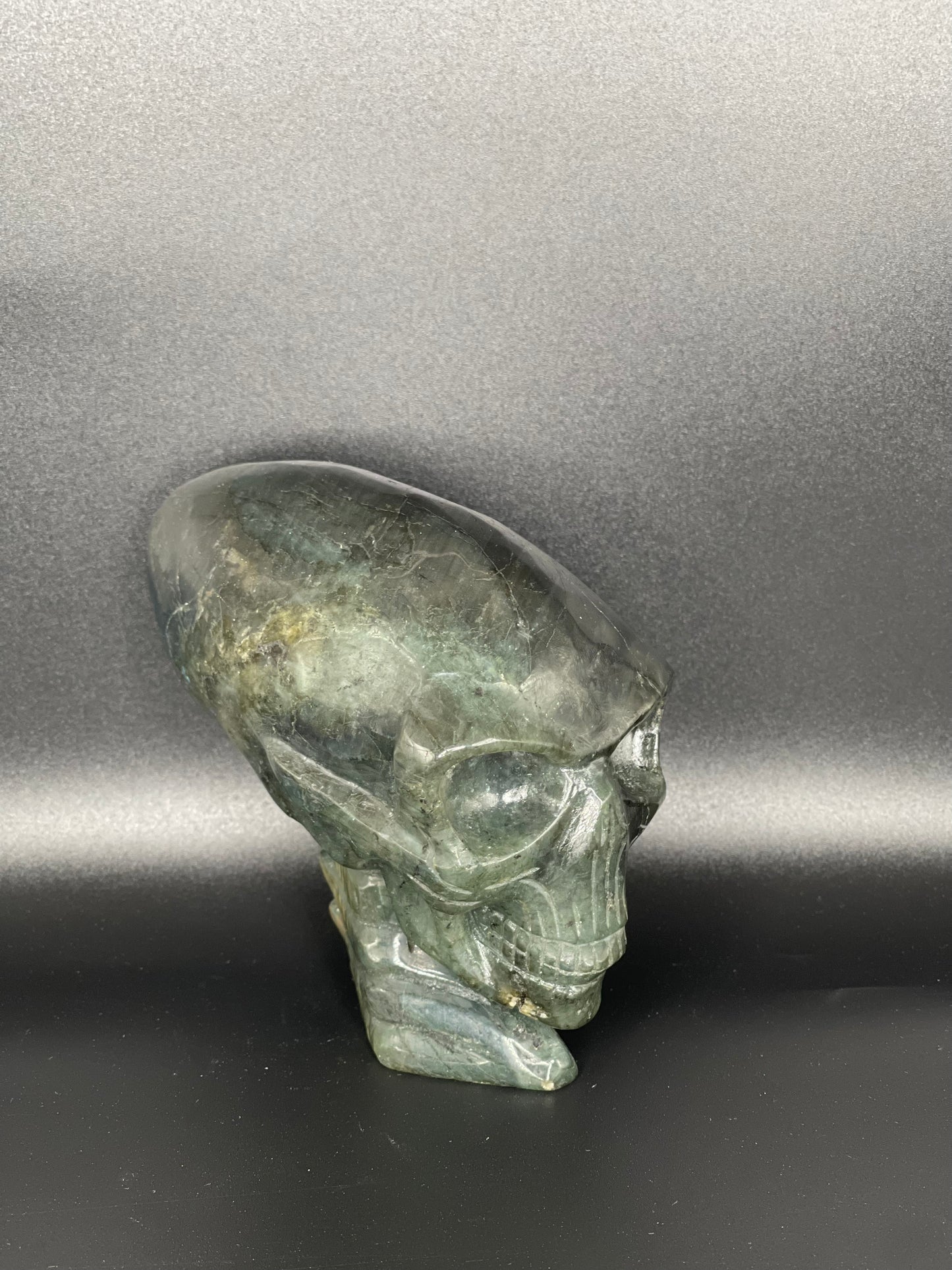 Labradorite Alien Skull Head Carving