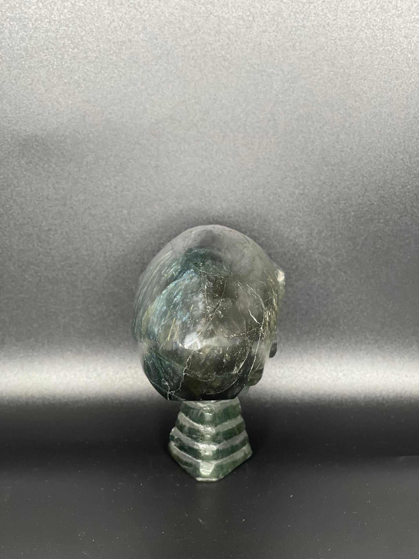 Labradorite Alien Skull Head Carving