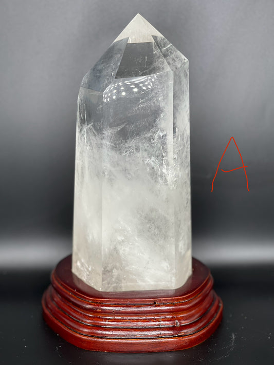 Clear Quartz Point w/ Rainbow Inclusion Large Crystal Piece A