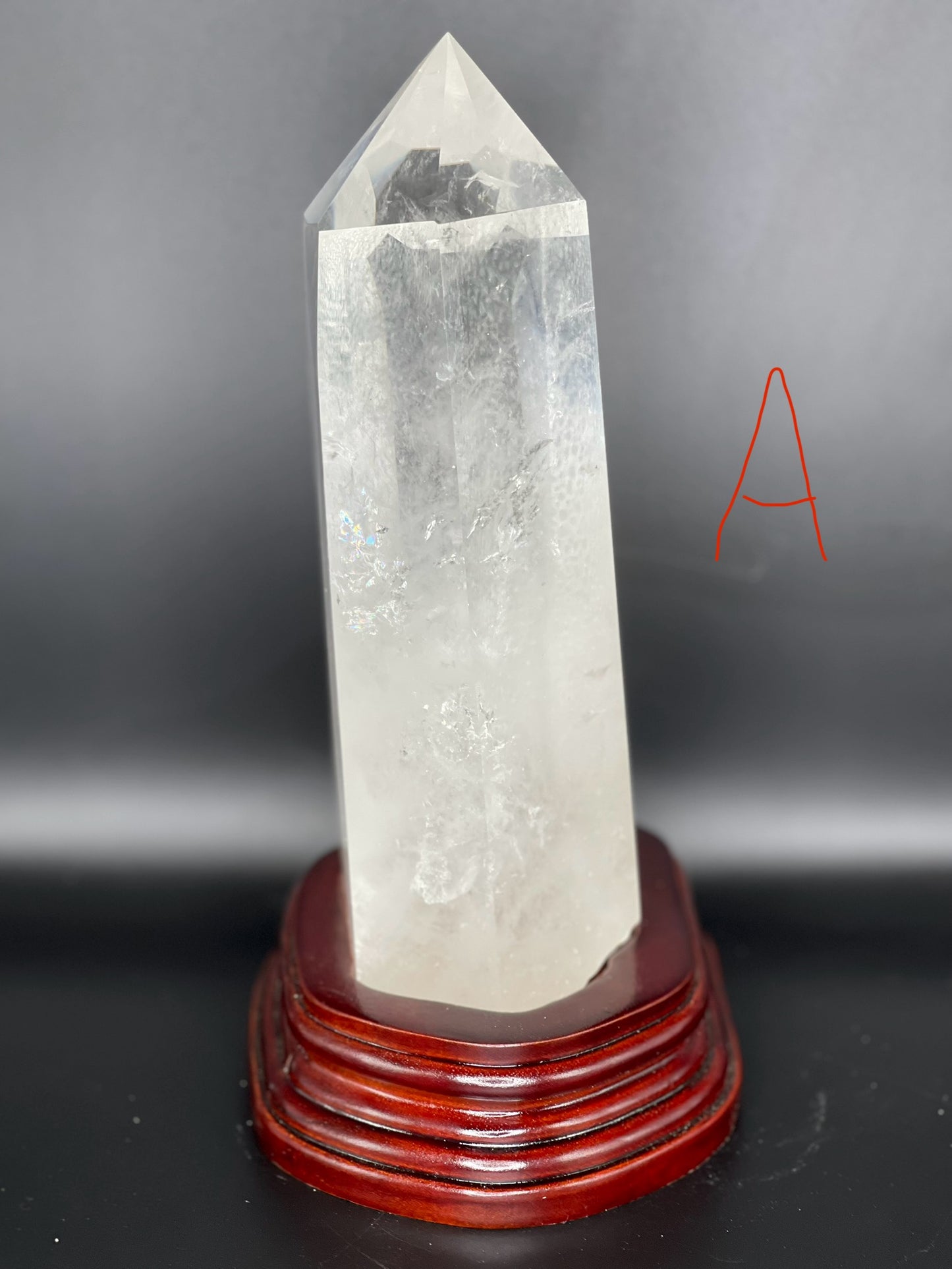 Clear Quartz Point w/ Rainbow Inclusion Large Crystal Piece A