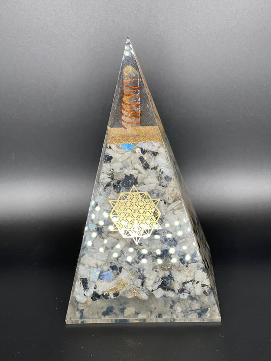 Moonstone 5.5 inch Orgonite Pyramid