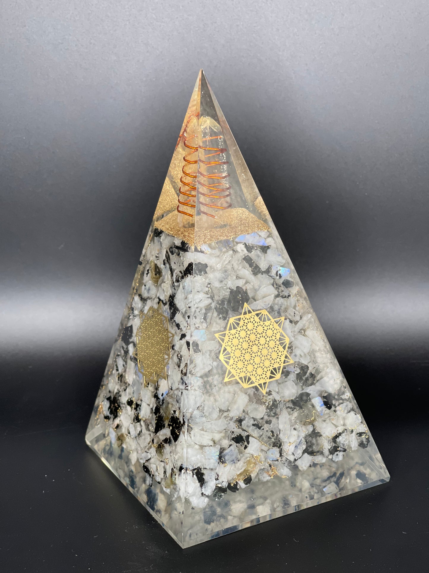 Moonstone 5.5 inch Orgonite Pyramid