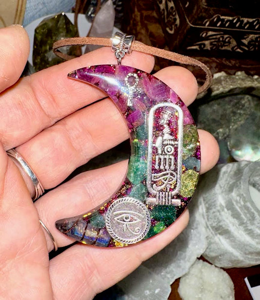 Egyptian Moon Orgonite Pendant