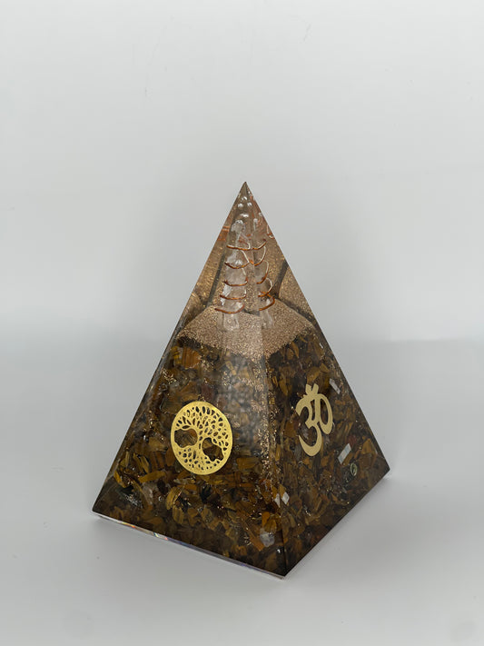 Tiger’s Eye 5.5 inch Orgonite Pyramid