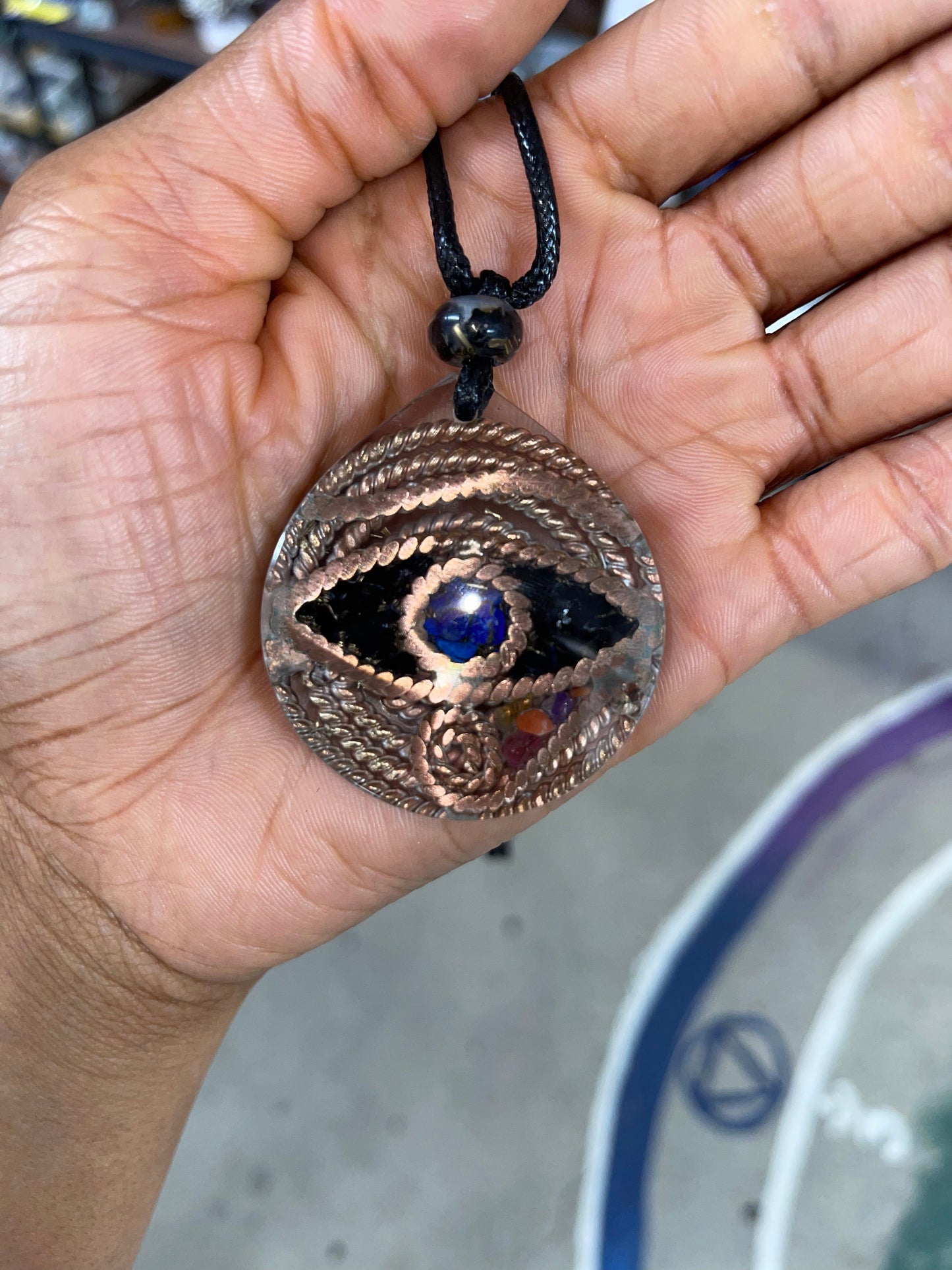 Eye of Ra and Horus Copper Tensure Orgonite Pendant