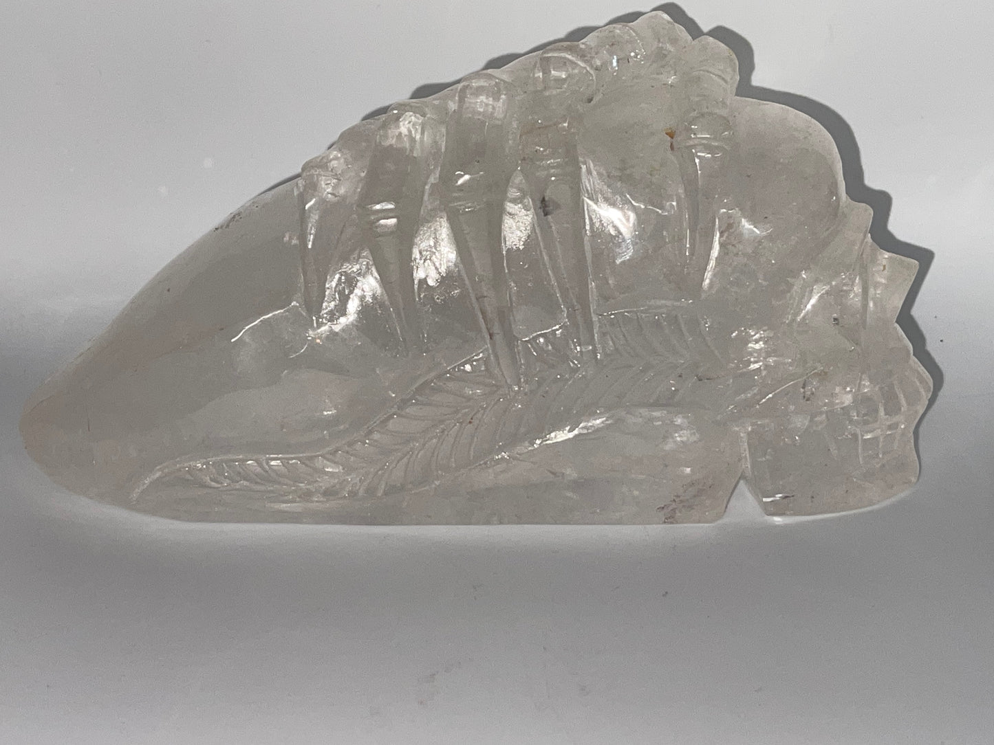 Clear Quartz Skull Head Large Carving with Hand Engraving