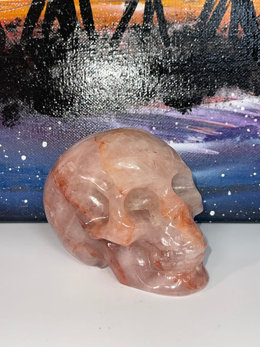 Fire Quartz Skull Head Crystal Carving