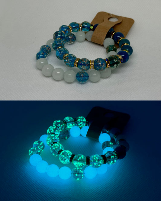 Blue Lace Agate Firefly White Luminous Bracelet