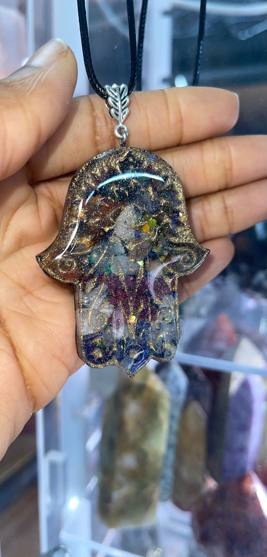 Hamsa Hand Orgonite Pendant