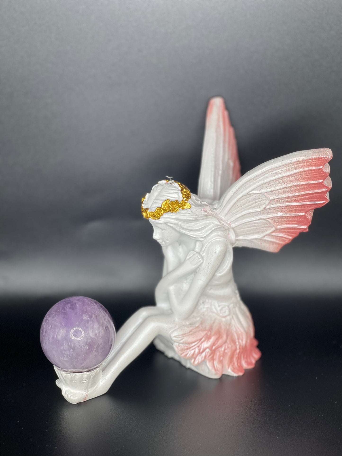 Fairy Angel Figurine with Amethyst Sphere Ball