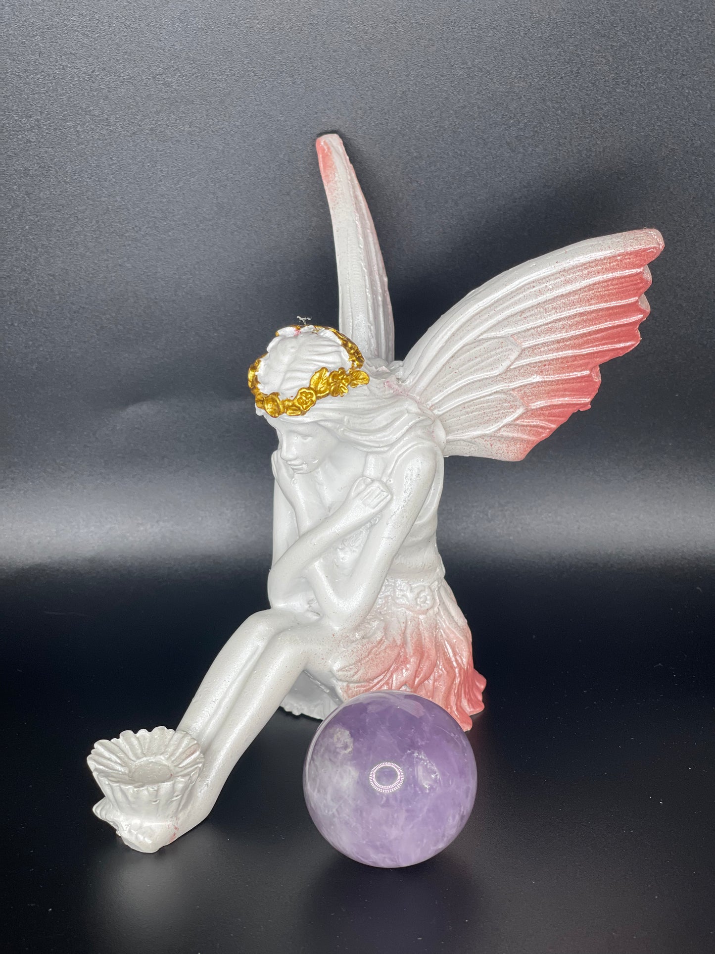 Fairy Angel Figurine with Amethyst Sphere Ball