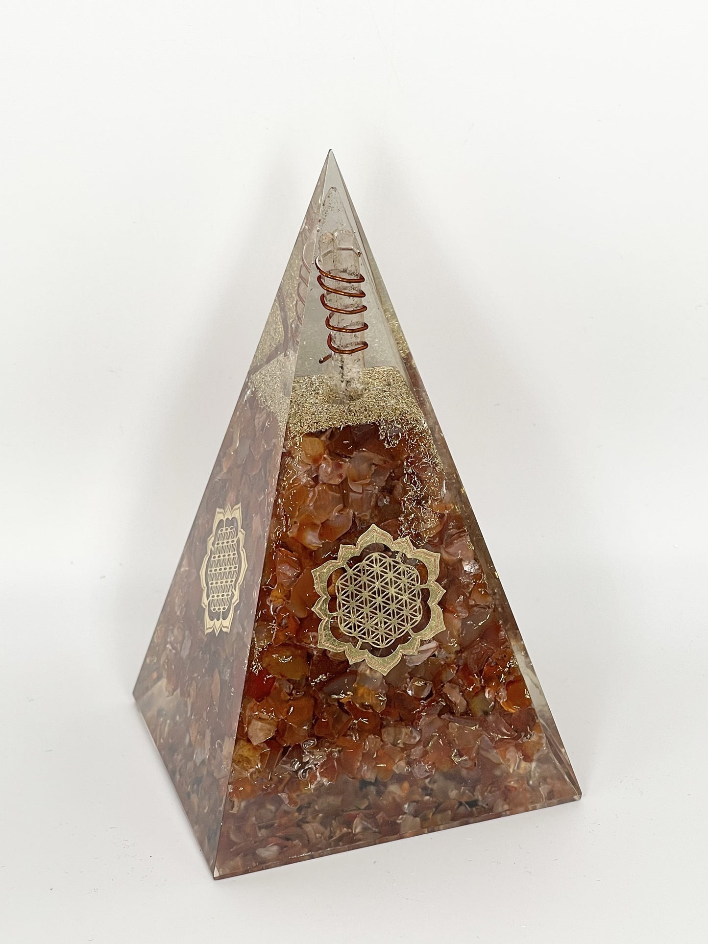 Carnelian 5.5 inch Orgonite Pyramid