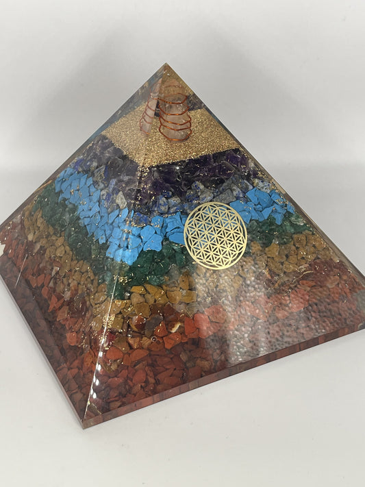 Chakra 7.5 inch Orgonite Pyramid