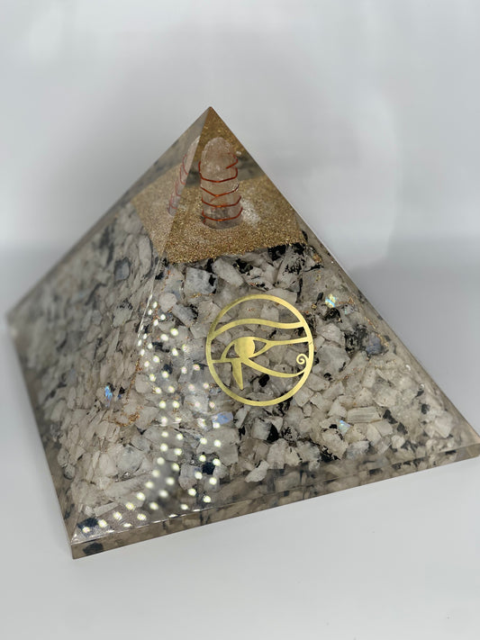 Moonstone 7.5 inch Orgonite Pyramid