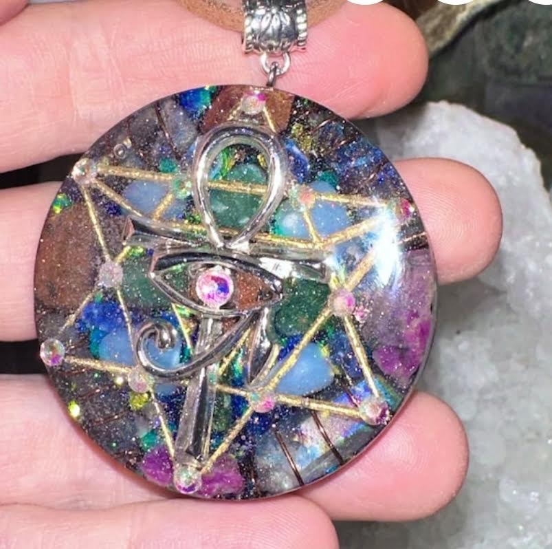 Ankh and Eye of Horus Orgonite Pendant