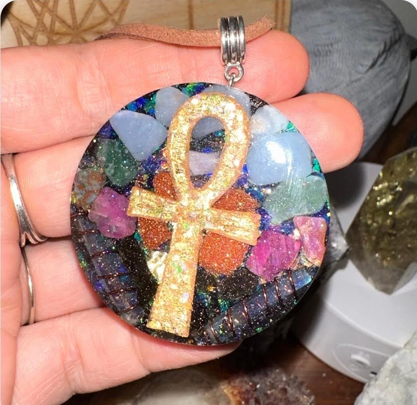 Round Ankh Orgonite Pendant