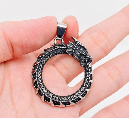 Circle Dragon Stainless Steel Pendant