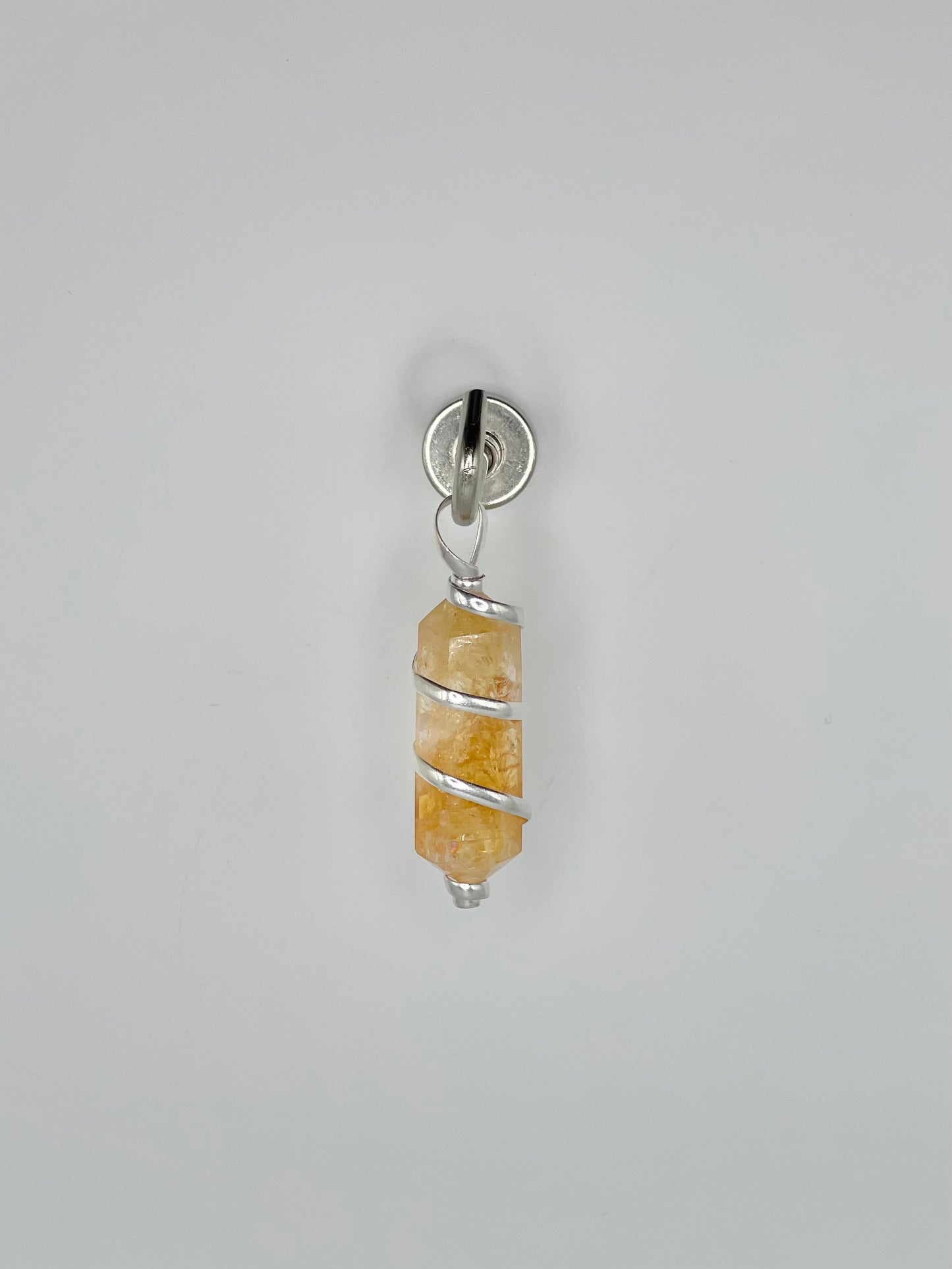 Natural Citrine Double Pointed Pendant Metal Wrapping 2 in