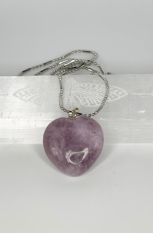 Lepidolite Heart Pendant