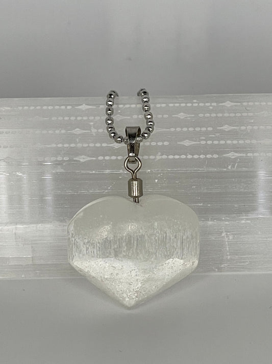 Selenite Heart Pendant