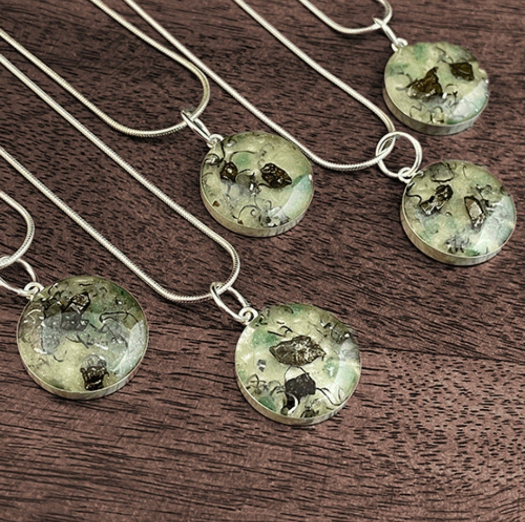 Moldavite Meteorite Sterling Silver Pendant